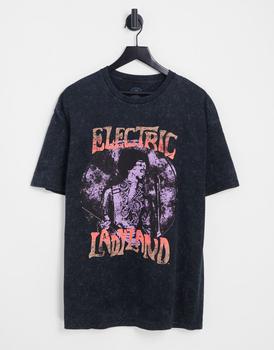 product New Look oversized t-shirt with Ladyland print in washed black image