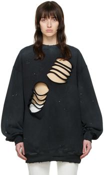 we11done卫衣, We11done | Black Cotton Sweatshirt商品图片 3折