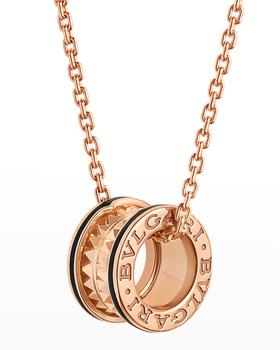 bvlgari项链, BVLGARI | B.Zero1 Rock Pendant Necklace in Pink Gold with Black & Cream Ceramic商品图片 