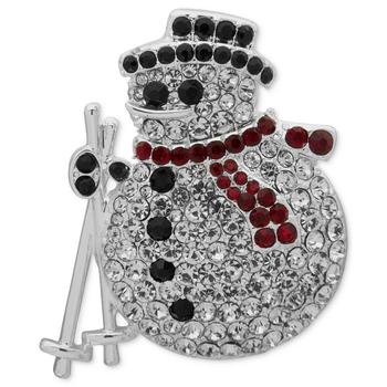 商品Silver-Tone Multicolor Crystal Snowman Pin图片