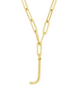 商品Sterling Forever | 14K Goldtone Braided J Initital Pendant Necklace,商家Saks OFF 5TH,价格¥208图片