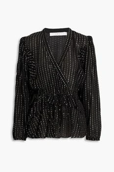 IRO | Silga metallic fil coupé chiffon peplum blouse,商家THE OUTNET US,价格¥531