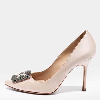 Manolo Blahnik长筒靴, [二手商品] Manolo Blahnik | Manolo Blahnik Beige Satin Hangisi Pumps Size 38.5商品图片 8折, 满1件减$100, 满减