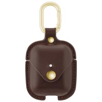 商品WITHit | Brown Leather Apple AirPods Case with Gold-Tone Snap Closure and Carabiner Clip,商家Macy's,价格¥251图片