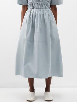 推荐Panelled gathered-waist cotton-poplin midi skirt商品