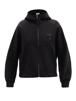 Prada | Triangle logo-patch cotton-blend hooded sweatshirt商品图片,