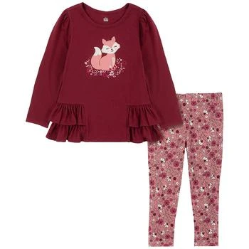 Baby Girls Long Sleeves Ruffle-Trim Jersey Tunic and Floral Print Leggings, 2 Piece Set,价格$15.30