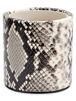 商品Graphic Image | The Hayden Desk Python-Embossed Leather Round Pencil Cup,商家Saks Fifth Avenue,价格¥487图片