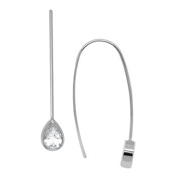商品Essentials | Silver Plated Imitation Cubic Zirconia Wire Earrings,商家Macy's,价格¥127图片