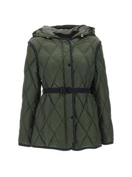 推荐Moncler Bourget Diamond-Pattern Belted Jacket商品