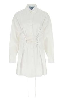 Prada | Prada Lace-Up Long Sleeved Shirt Dress商品图片,6.4折