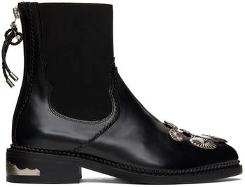 Toga Pulla | SSENSE Exclusive Black Polido Ankle Boots 5.6折