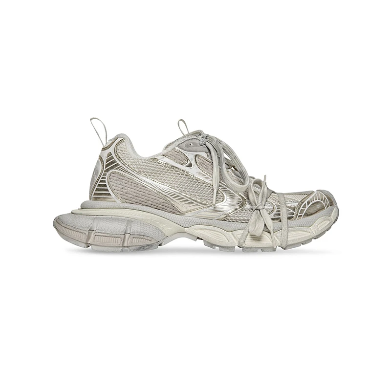 巴黎世家 23新款 男米银色磨损网布聚氨酯运动鞋
