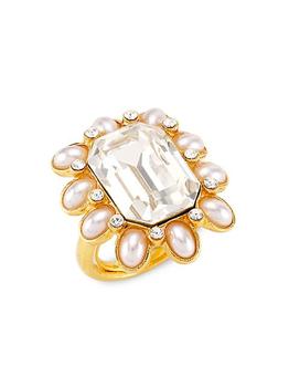 商品22K Gold-Plated Faux Pearl & Faux Crystal Cocktail Ring图片