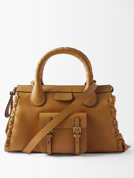 推荐Edith whipstitched-trim leather handbag商品