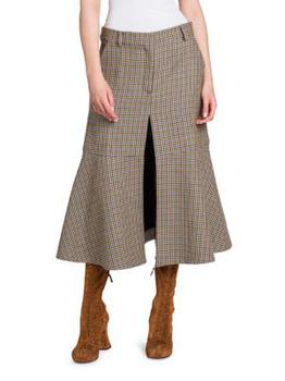 推荐Naomi Houndstooth Wool Midi Skirt商品