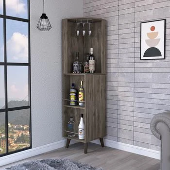 Streamdale Furniture | Streamdale Durham 1-Drawer 2-Shelf Corner Bar Cabinet Dark Brown,商家Premium Outlets,价格¥2520
