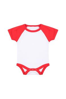 essentials短袖, Larkwood | Larkwood Baby Boys/Girls Essential Short Sleeve Baseball Bodysuit (White/Red)商品图片 9.1折