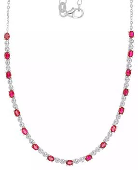 Macy's | Black Spinel Oval & Bezel Collar Necklace (4-5/8 ct. t.w.) in Sterling Silver (Also in Lab-Grown Ruby/Lab-Grown White Sapphire),商家Macy's,价格¥313