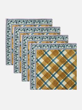 商品Set of four Reed checked linen-blend napkins图片