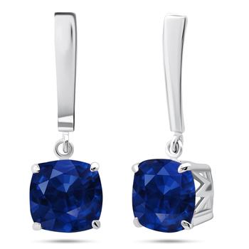 推荐Sterling Silver 8mm Cushion Cut Gemstone Dangle Drop Earrings商品