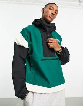 推荐adidas Originals Adventure polyester half zip jacket in black and green商品