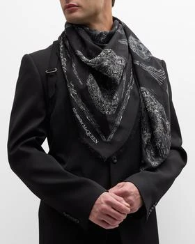 推荐Men's Wool Skull-Print Square Scarf商品