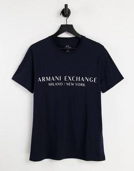 Armani Exchange | Armani Exchange city text logo t-shirt in navy商品图片,6折