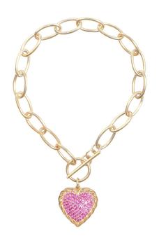 商品Gabi Rielle | 14K Gold Vermeil CZ Embellished Heart Pendant Bracelet,商家Nordstrom Rack,价格¥491图片