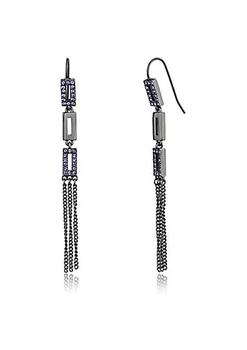 商品Luxe Jewelry Designs | Women's IP Light Black Stainless Steel Earrings with Tanzanite Top Grade Crystals,商家Belk,价格¥322图片
