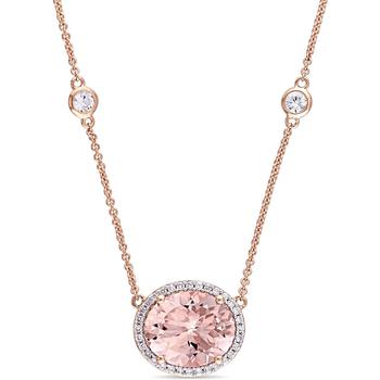 Multi-Gemstone (4-4/5 ct. t.w.) & Diamond (1/6 ct. t.w.) Halo 17" Pendant Necklace in 14k Rose Gold product img