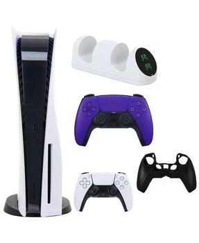 PS5 Core with Extra Purple Dualsense Controller, Dual Charging Dock and Silicone Sleeve