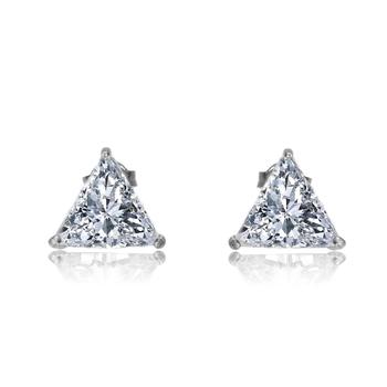 商品Sterling Silver Cubic Zirconia Triangle Earrings图片