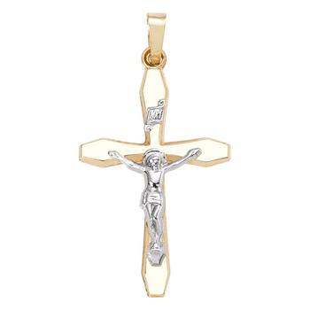 商品Macy's | Crucifix Cross Pendant in 14k Yellow and White Gold,商家Macy's,价格¥1217图片