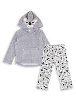 商品Girl’s 2-Piece Koala Print Hoodie & Pants Pajama Set图片