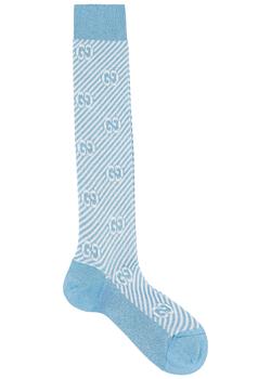 Gucci | Blue striped knee-high socks商品图片,