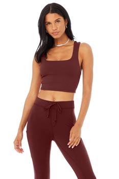 商品Alo | Alosoft Ribbed Chic Bra Tank - Cranberry,商家Alo yoga,价格¥452图片