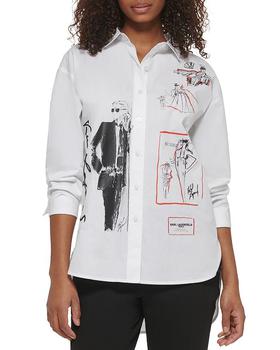 Karl Lagerfeld Paris | Poplin Button Up Shirt商品图片,$4000以内享9折