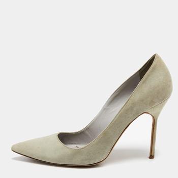 Manolo Blahnik直邮, [二手商品] Manolo Blahnik | Manolo Blahnik Mint Green Suede BB Pointed Toe Pumps Size 39商品图片 9.7折, 满1件减$100, 满减