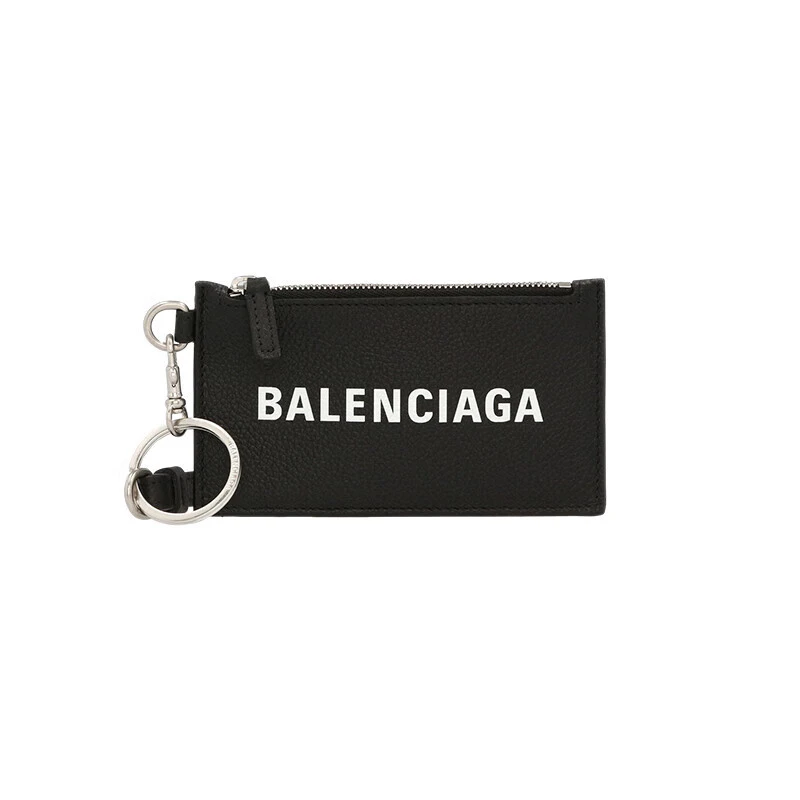 Balenciaga | 巴黎世家（BALENCIAGA）女士黑色粒面小牛皮配钥匙圈卡包,商家VPF,价格¥2400