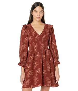 Madewell | Long Sleeve V-Neck Smocked Bodice Mini Dress商品图片,4.5折