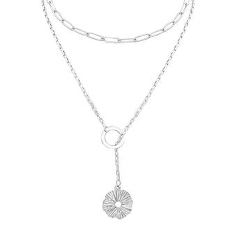 product Mixed Chain Disc Y Necklace silver image