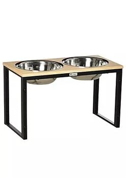 PawHut | Elevated Dog Feeder with 2 Stainless Steel Bowls Twin Raised Adjustable Pet Food Platform for Small Medium Large Dogs Natural,商家Belk,价格¥761