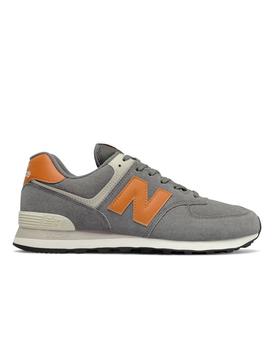 new balance 574, New Balance | New Balance 574 trainers in grey and orange商品图片 