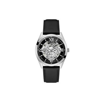 GUESS | Men's Black Genuine Leather Strap Multi-Function Watch, 42mm商品图片,8折