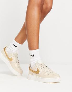 Nike AF1 '07 trainers in pink and gold metallic,价格$139.93