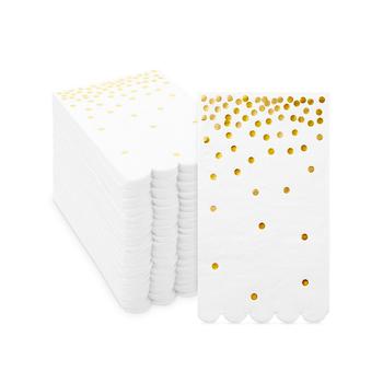 商品Sparkle and Bash | 100 Pack White Napkins for Wedding Reception with Gold Foil Polka Dots and Scalloped Edges (3-Ply, 4 x 8 In),商家Macy's,价格¥163图片