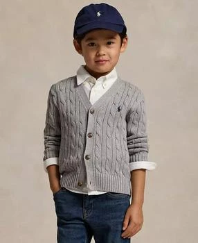 Ralph Lauren | Toddler and Little Boys Cable-Knit Cotton V-Neck Cardigan Sweater,商家Macy's,价格¥350