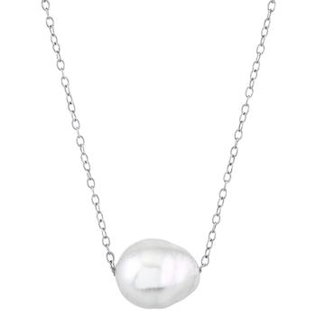 商品Macy's | Cultured South Sea Baroque Pearl (12mm) Solitaire 18" Pendant Necklace in Sterling Silver,商家Macy's,价格¥1285图片
