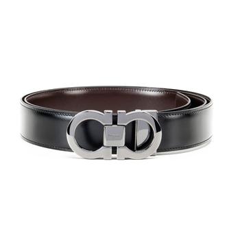 针扣菲拉格慕皮带, Salvatore Ferragamo | FERRAGAMO 菲拉格慕男士银色拉丝扣3.5cm双面腰带商品图片 额外8.2折x额外9折, 额外八二折, 额外九折